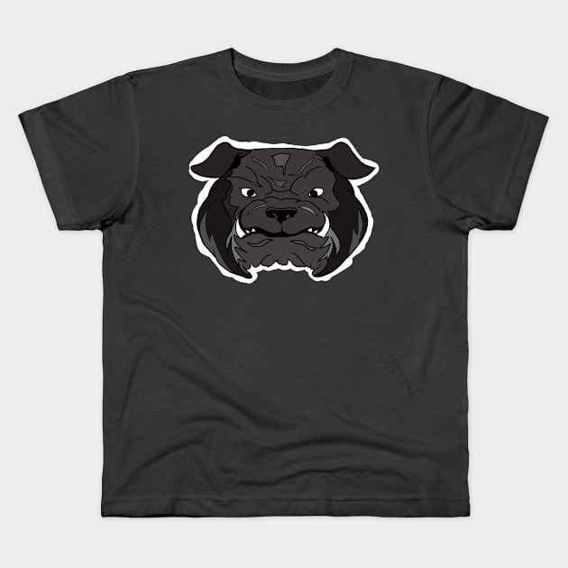 Angry Bulldog Face in Action Kids T-Shirt by chrstdnl